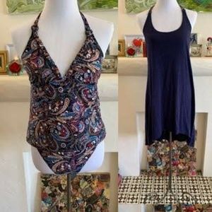 3 Piece Lucky Brand Boho Swimsuit Tankini & Cover